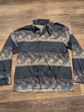Vtg Disco Shirt Mens Joel Of California DaggerCollar Hippie Abstract XL