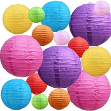 Multi-color Paper Lanterns 16pcs 4/6/8/10 Inch Round Chinese Lamp