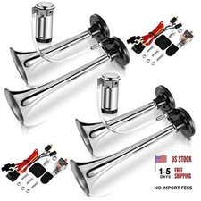 Silver 12V 150 dB Air Horn for Truck Boat Car - 2 Pack