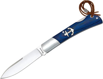 Navaja Marinera ALBAINOX Punta Espada Acero Inox. Hoja 8 cm. Mango Stamina Azul
