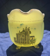 Vtg Uranium Custard Souvenir Ribbed Glass Cre...