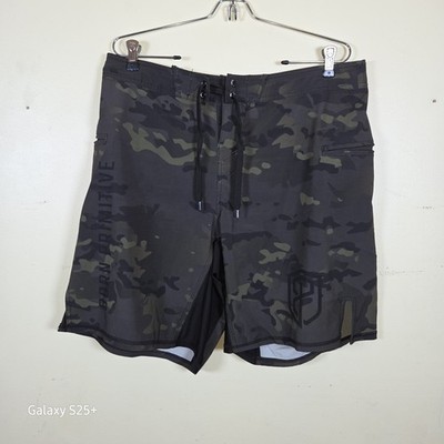 Born Primitive Board Shorts Mens 35/36 Defender Dark Camo Gym Train Workout Run