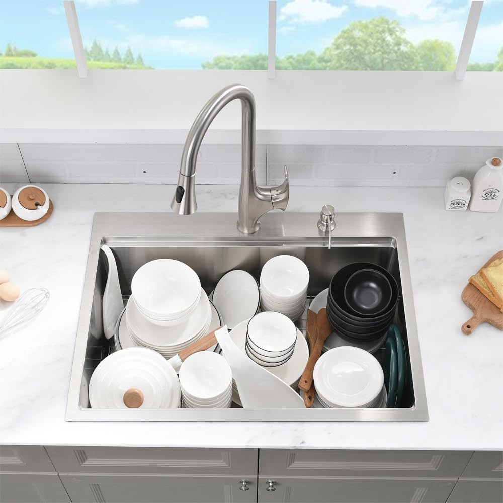 33 Inch Drop In Kitchen Sink Workstation with Accessories Gauge Stainless Steel