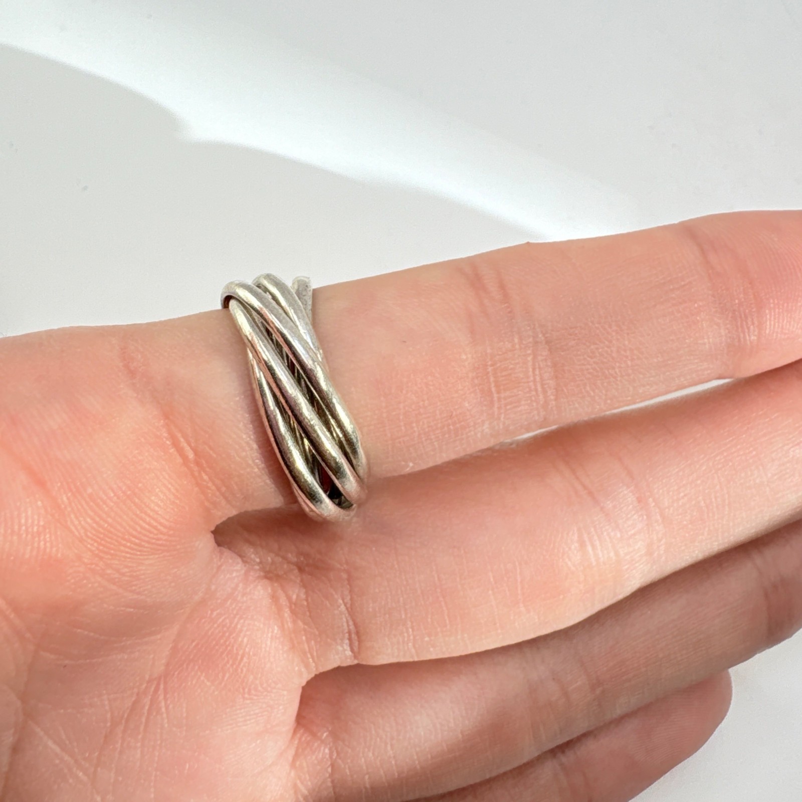 VTG Sterling Silver 925 Interlocking Rolling Ring… - image 7
