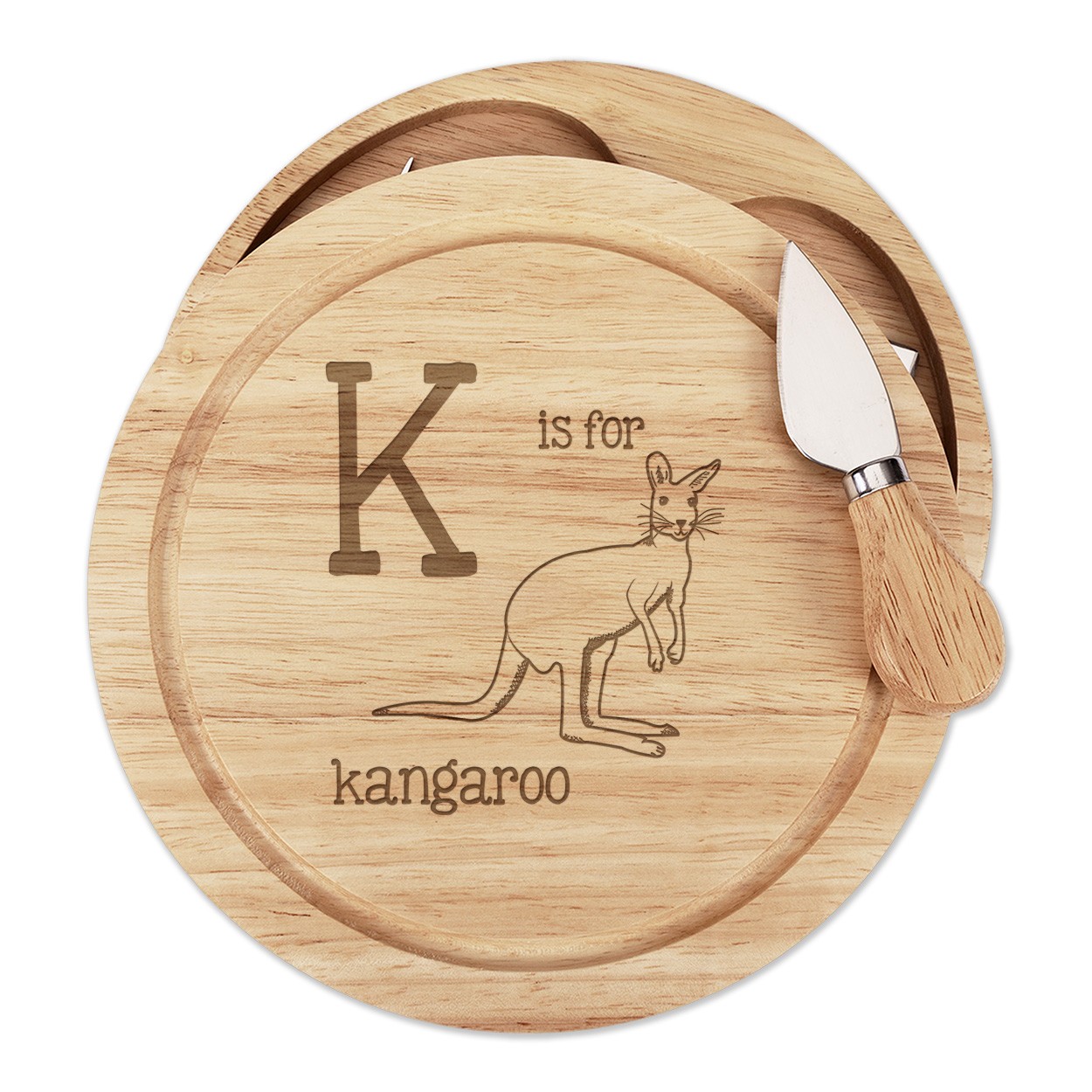 Letter K Is For Kangaroo Cheese Board Knife Set Animal Australia