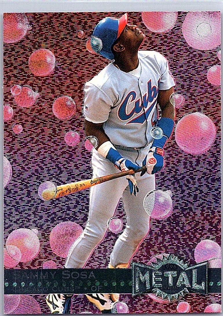 Sammy Sosa #146 Baseball Cards 1996 Metal Universe trading card — raw and PSA graded price guide