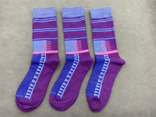 3 Pairs Bombas Lightweight Stripes Calf Socks Women 8-10.5 Size M Purple