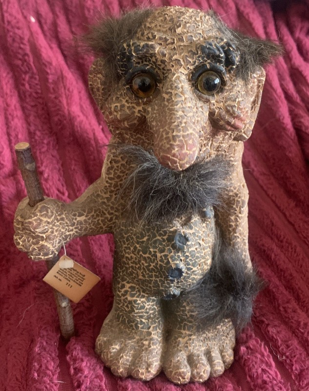 Vintage Nyform Norwegian Troll BRODRENE #111 W/walking stick hand made Norway