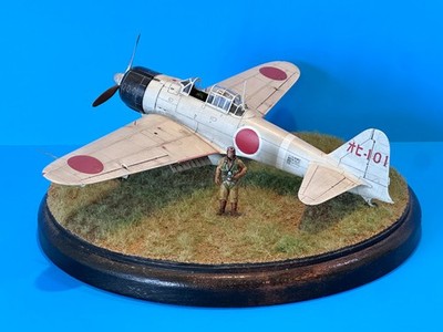 Eduard 1/48 Japanese A6M2 Zero Airfield Diorama Base With Pilot Pro Finished
