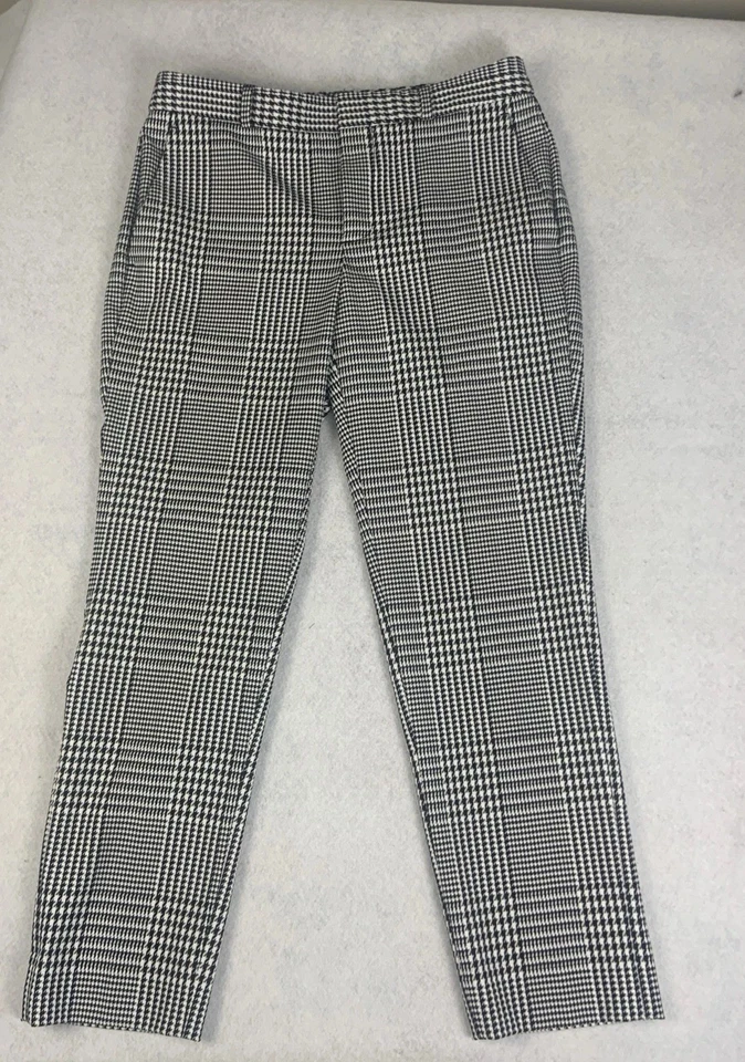 Banana Republic Avery Houndstooth Plaid Ankle Pants Womens Size 4 Black Capsule - Image 2 of 4