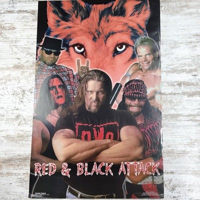 VTG NWO RANDY SAVAGE POSTER RED & BLACK ATTACK KEVIN NASH STING WCW 1998