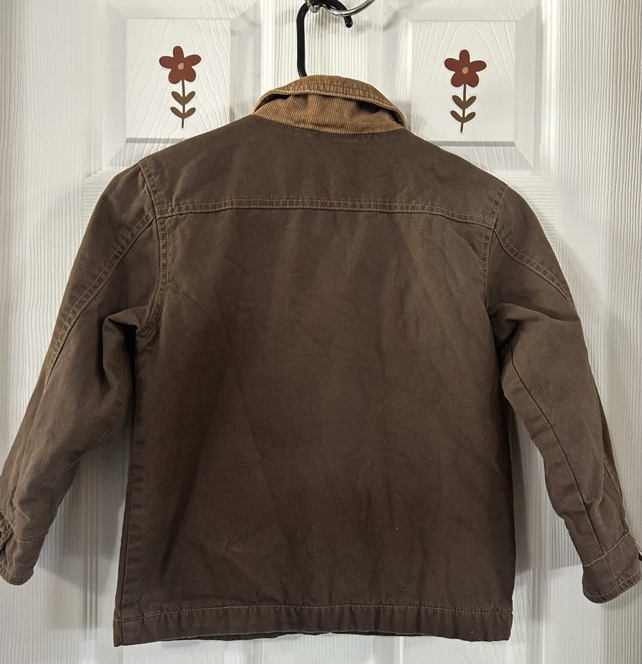 Gymboree Chore Barn Jacket Contrast Collar Boys Size Small 5 6 Fleece Lined Coat - Image 2 of 4