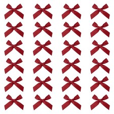 80 Pcs Mini Ribbon Bow 1.8 Inch Mini Fabric Satin Ribbon Burgundy