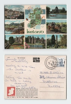 Vintage Postkarte Irland Mehransicht Karte Eselwagen John Hinde um 1985