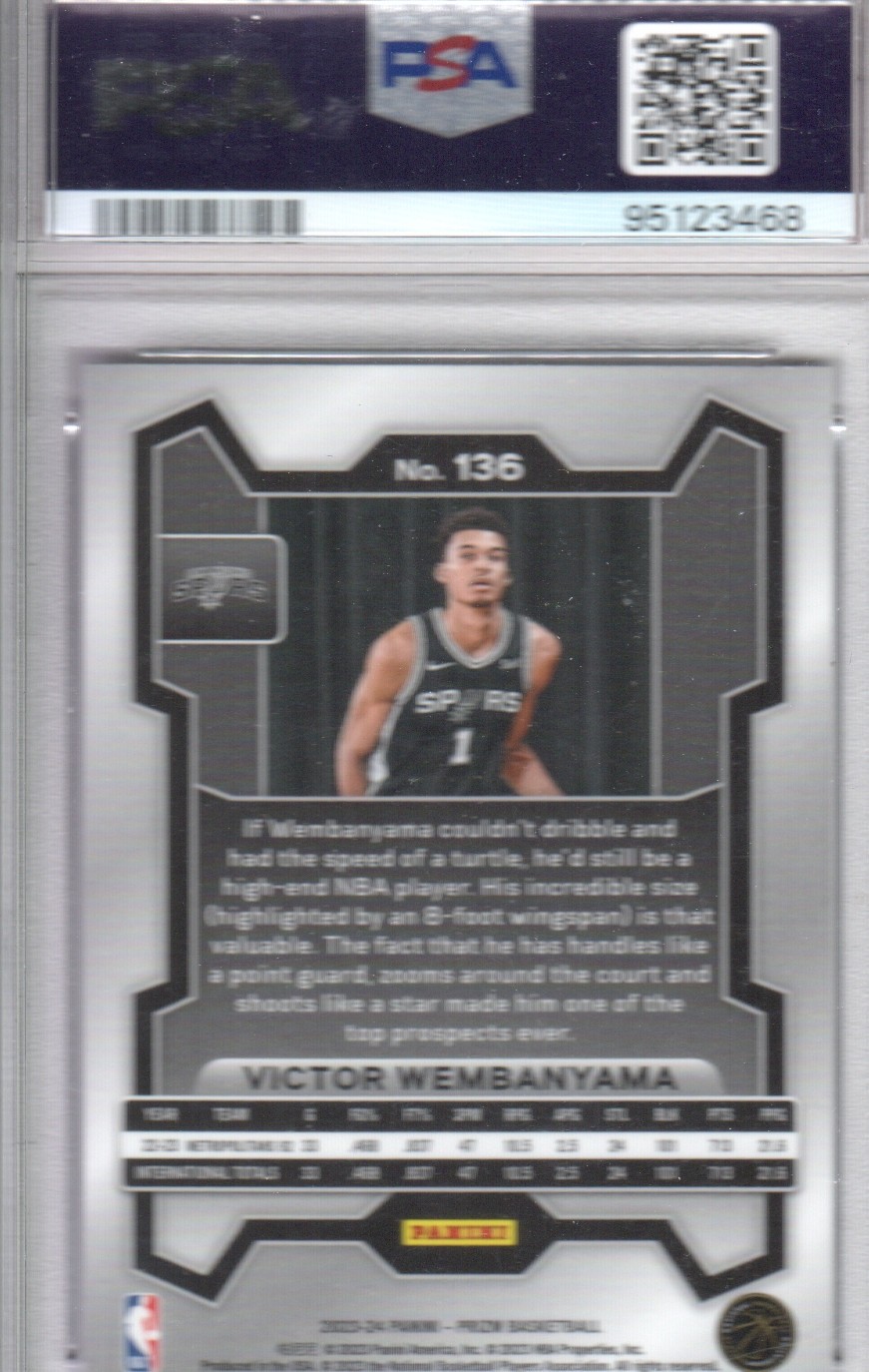 2023-24 PANINI PRIZM VICTOR WEMBANYAMA  ROOKIE #136 - PSA 10 view 2
