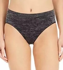 Jockey L43753 Women's Black Grey Smooth  Shine Hi Cut Panty Size 6