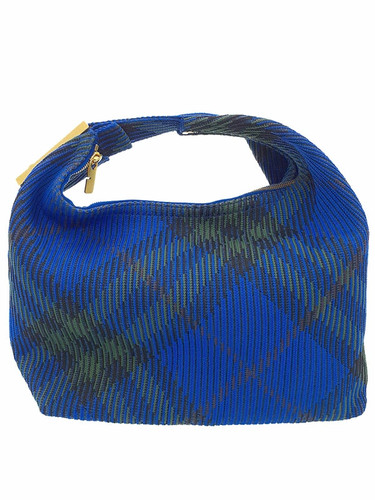 BURBERRY Check Peg Duffle Bag Canvas Blue Women