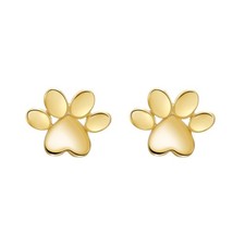 925 Sterling Silver Handmade Dog Paw Stylish Gold Earrings