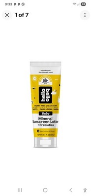 Hello Bello Mineral SPF 55 Sunscreen Lotion Prebiotics Water Resistant EXP 02/28