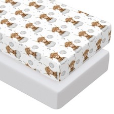 2 Pack Crib Sheets for Girls Boys Coquette Bed Sheet Set Fitted 52'' x 28" fo...