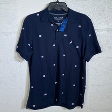 Nautica Men's Classic-Fit Icon-Print Performance Deck Polo Shirt, Navy small 70