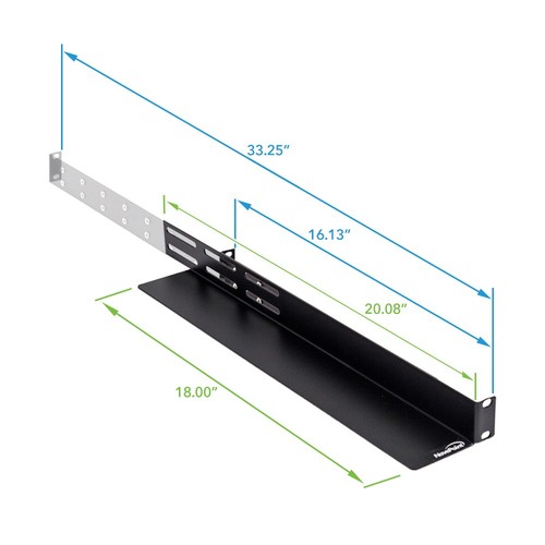 1 Space 1U - Adjustable Depth Audio Network 4-Post Rack Mount Server Shelf Rails - Picture 2 of 4