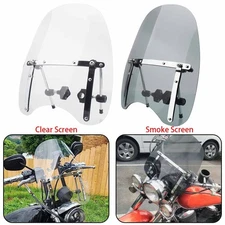 17" Windshield Screen+Bracket For Harley Honda Yamaha Honda BMW 7/8-1" Handlebar