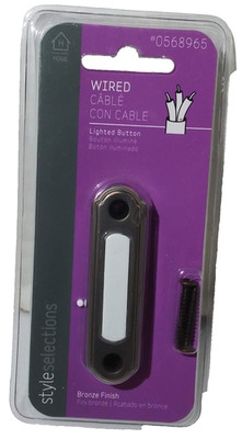 NEW Style Selections Wired Doorbell Button Lighted LED Bronze Finish