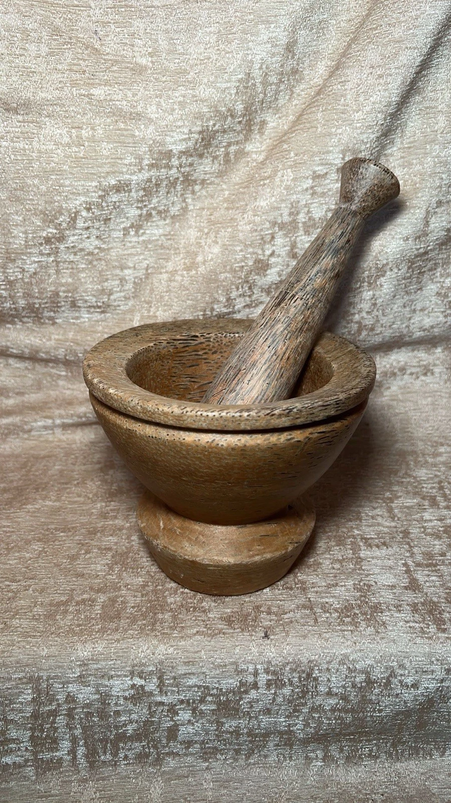 Vintage Rustic Palm Wooden Mortar and Pestle Set Farmhouse Home Decor #791
Opens in a new window or