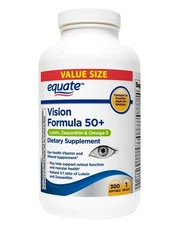 Equate Vision Formula 50+ (300 Soft Gels) Dietary Supplement omega 3 Exp 2/2026