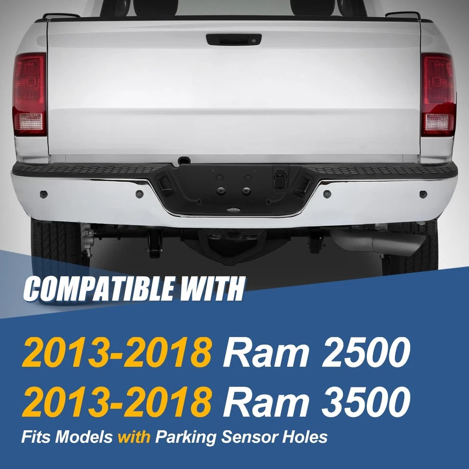 Chrome Steel Rear Bumper For 2013-2018 RAM 2500 3500 without park assist sensors Foto 2 de 4
