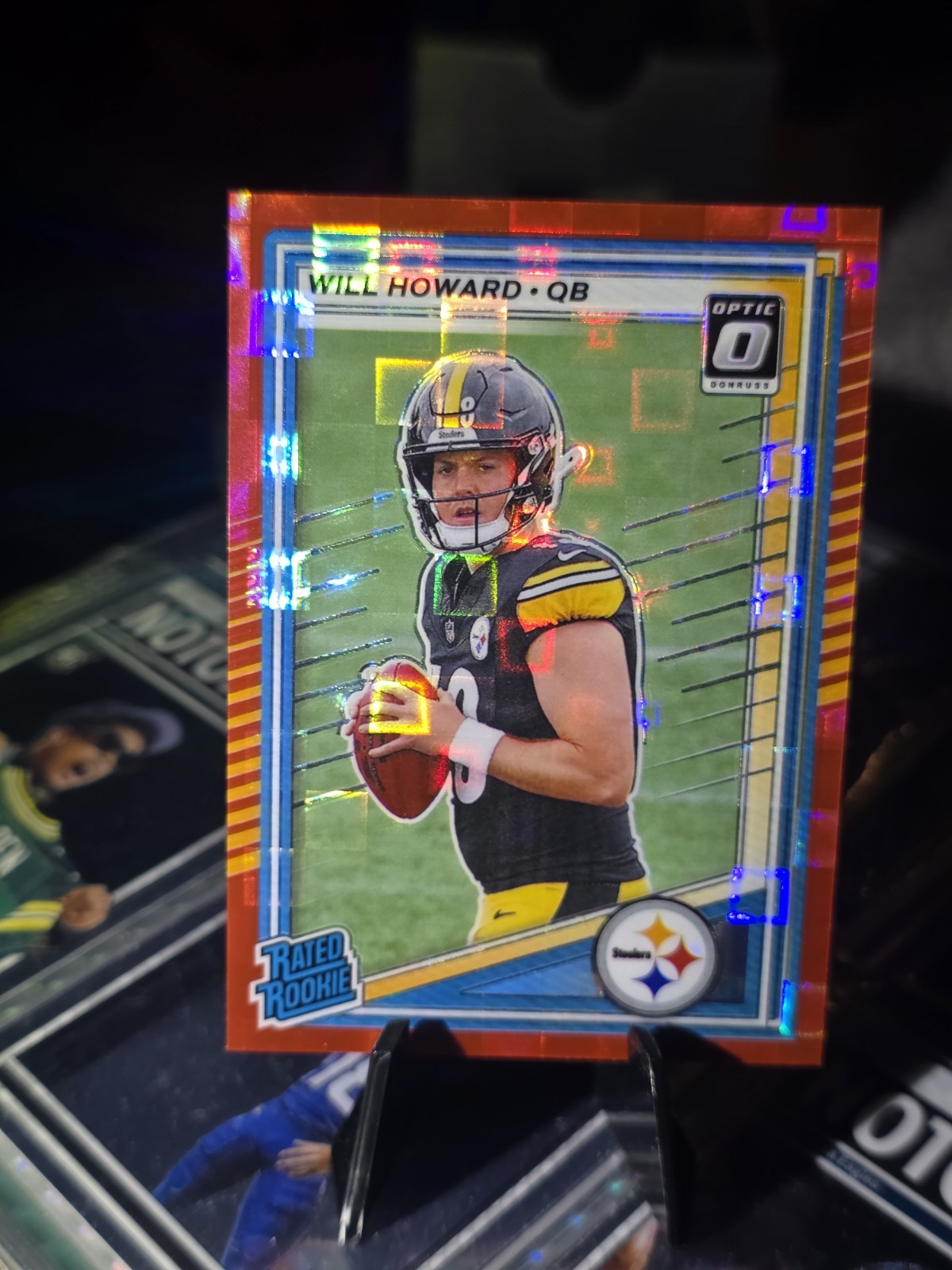2025 Donruss  Rated Rookie Will Howard #309 Optic Preview Red Pandora Prizm (RC)
