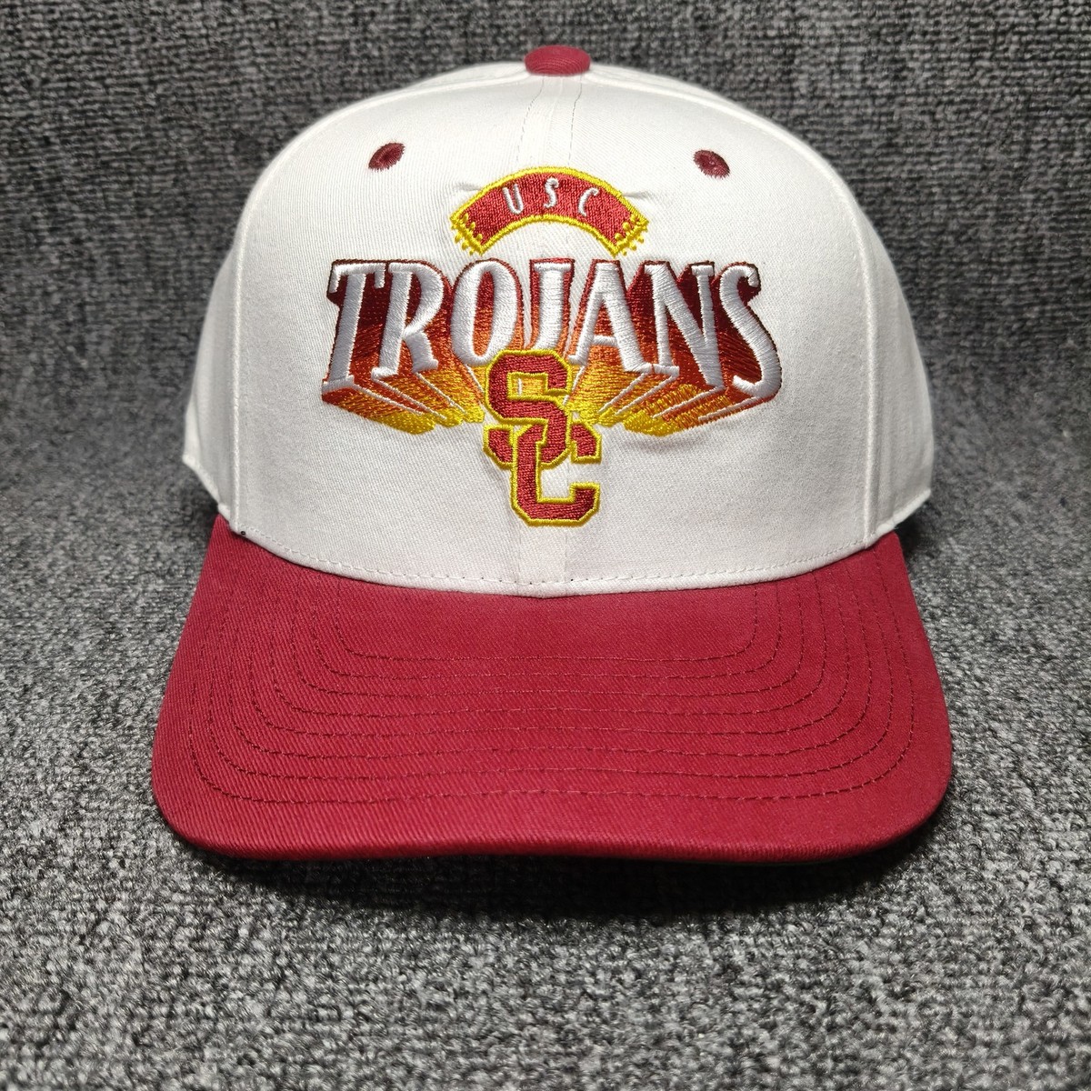 Mitchell & Ness USC Trojans NCAA White Red Hat Cap Embroidered Graphic Logo