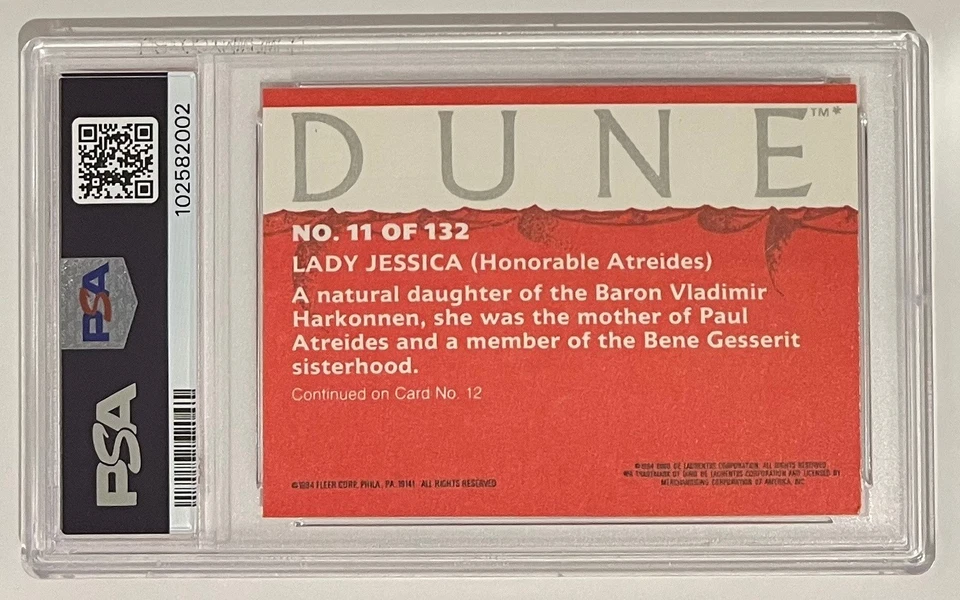 1984 FLEER DUNE (DAVID LYNCH) CARD - #11 LADY JESSICA (FRANCESCA ANNIS) - PSA 9 - Image 2 of 2