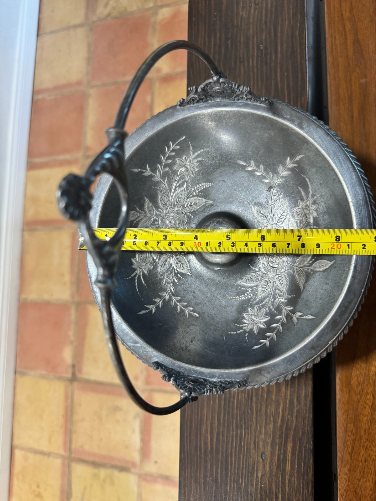 Old Middletown Plate Co Quadruple Plate Pedestal Platter Hard White Metal 1878