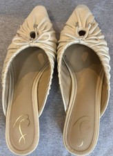 Sam Edelman Julia Ivory Leather Bow Pleated Slide Mules Women  s Size 8.5 M NICE 