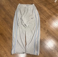 Vintage Y2K Nike Grey Sweatpants With Embroiders Blue Stripe Size M Mens Baggy
