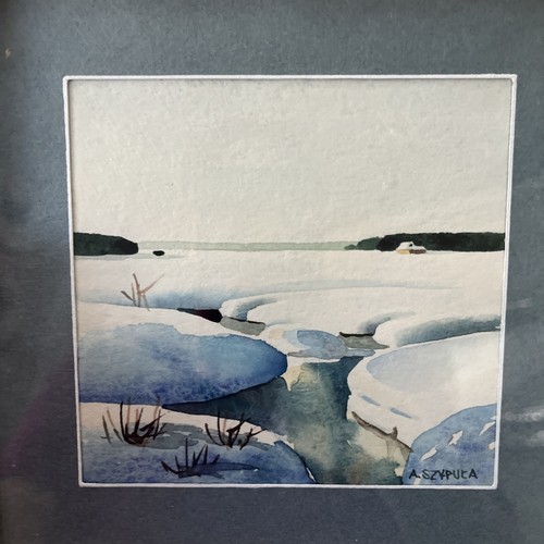 Set Of Two Frame Matted Watercolors Painted By Polish Artist A. Szypula 7.5" - Picture 5 of 9