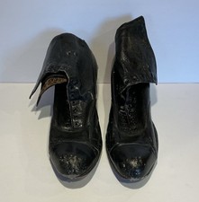 Vintage Antique Victorian Ladies Lace Up Boots Black