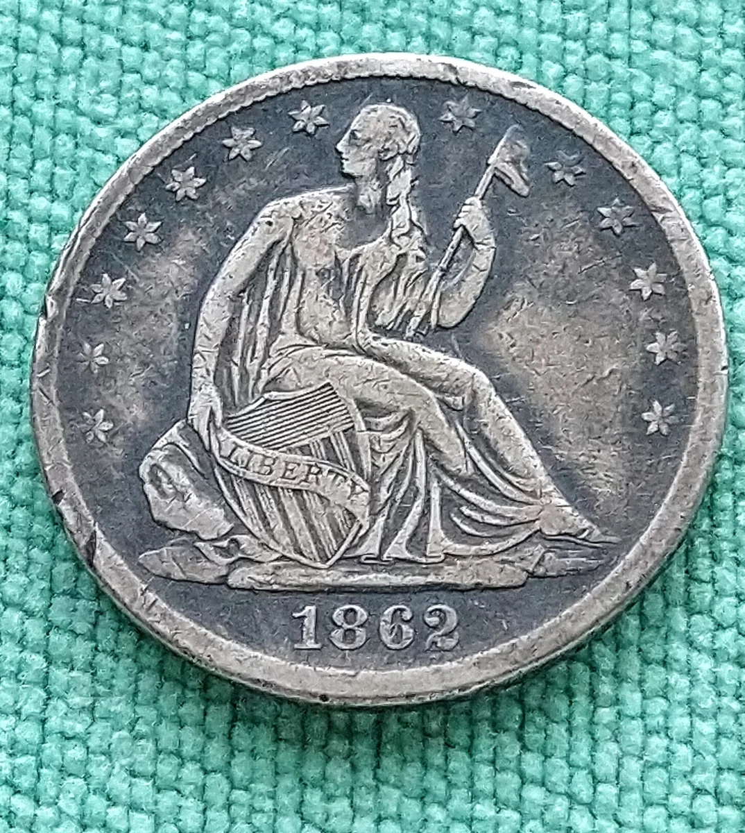 1862 年坐姿自由女神美国半美元银币(1839-1891) | eBay