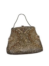 1920 Beaded Purse Hong Kong, Beaded Floral Purse, Gold Pearl Beaded Bag, Beaded