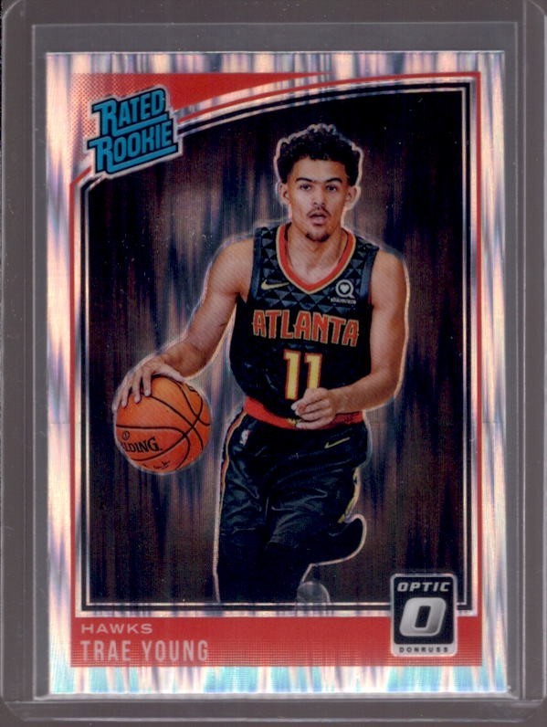 TRAE YOUNG 2018-19 Donruss Optic #198 Shock Flash Holo Prizm Rated Rookie RC