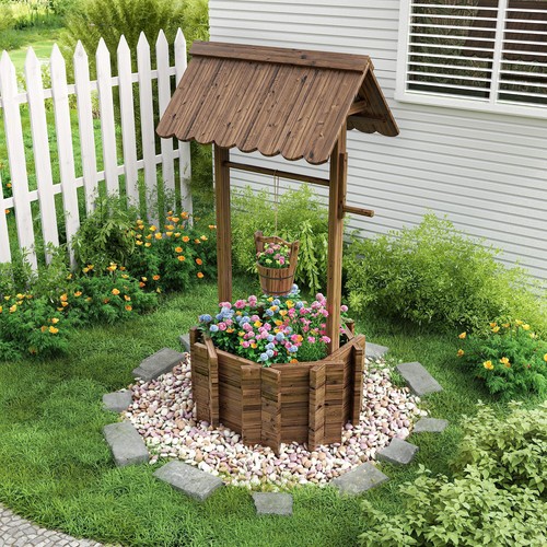 Wishing Wells for Outside, Wooden Wishing Well Planter for Yard, Upgrade Wish... - Picture 6 of 6