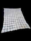 Vintage Hand Made Crochet Lace Ecru 52 x 75 Tablecloth Pinwheel