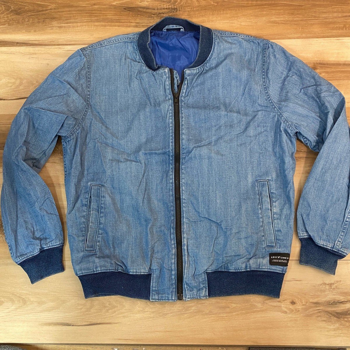 Levis Line 8 Jacket Men Medium Chambray Denim Bomber Full Zip