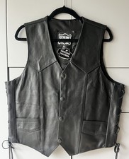 NWT Vintage Echtes Leder Leather Vest Black Western Motorcycle Mens Size 42