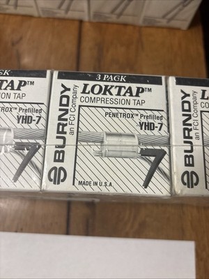 8 Boxes Burndy Loktap YHD-7 Compression Tap Connector 3 Per Box = 24 Total NOS