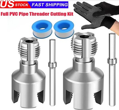 US Integrated Internal External Pipe Threading Tool PVC Pipe Threader Cutter Kit