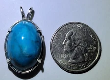 Real Kingman Blue Turquoise Women Accessory Pendant Necklace Sterling Silver