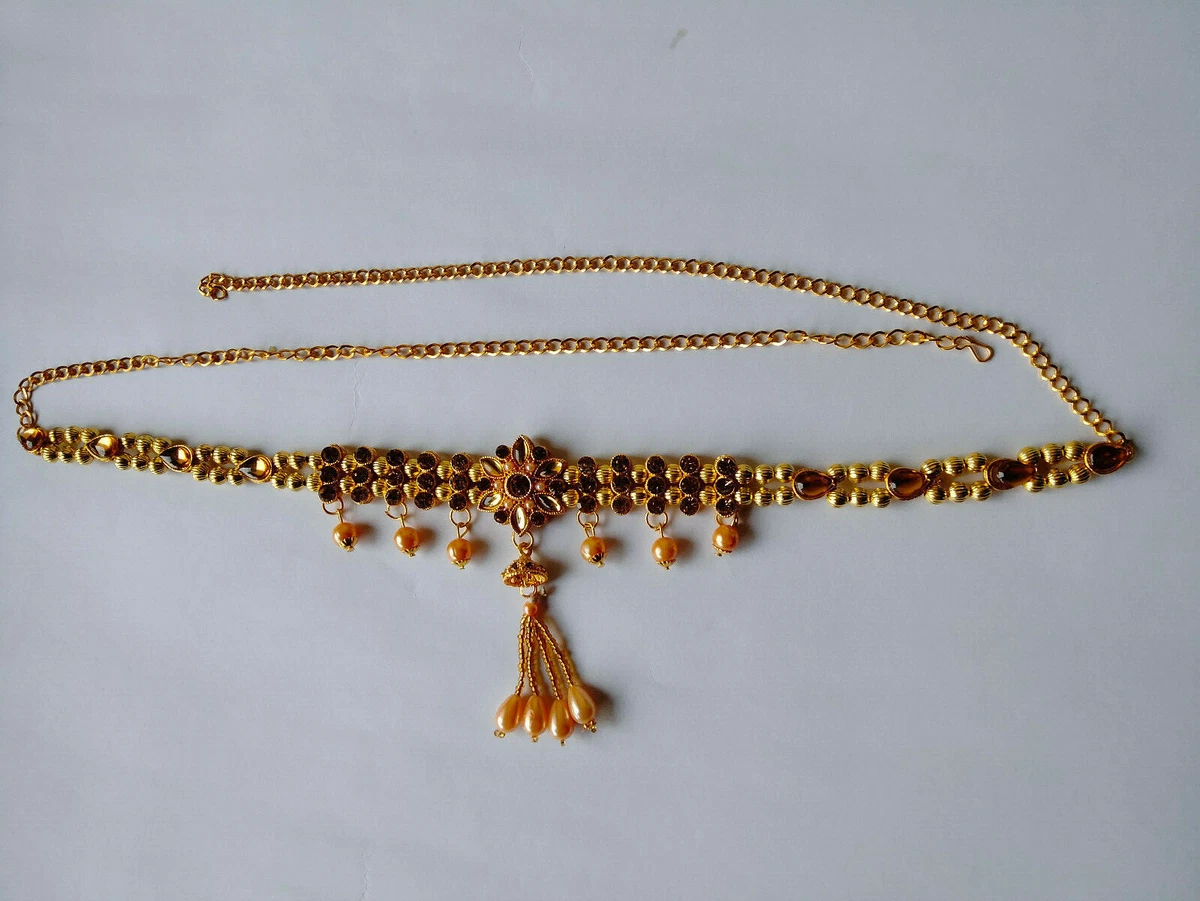 Ethnic Bridal Jewelry Chain Gold Tone Wedding Hip Waist Belt Kamar